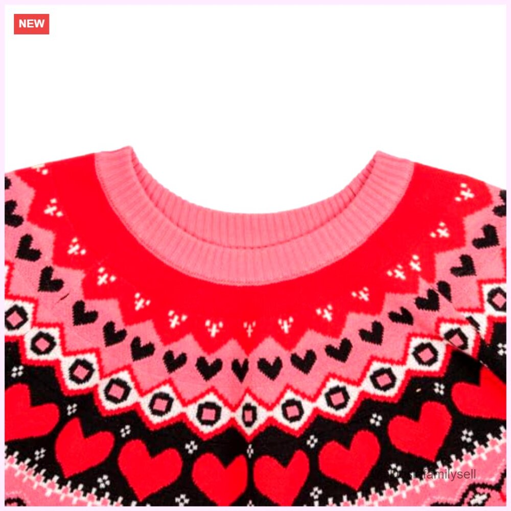 Heart Pattern Knitted Pullover Sweater Oversized … - image 3